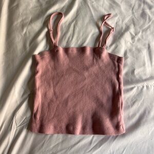 Pink aerie cropped ribbed tank top